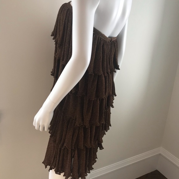 Missoni brown gold ruffle party dress - Picture 6 of 10